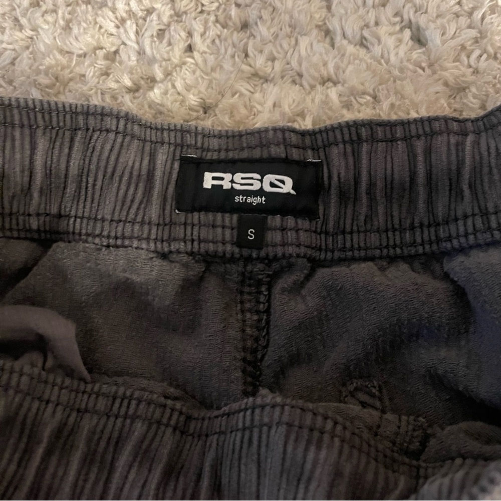 RSQ Corduroy Pants Mens Unisex M Gray Elastic Waist Drawstring Straight Casual - Picture 10 of 10